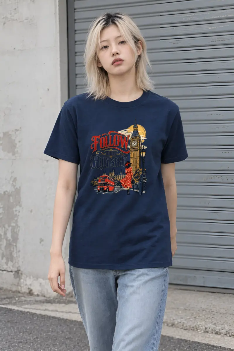 "Woman In Red Dress" Heavyweight Unisex Crewneck T-shirt