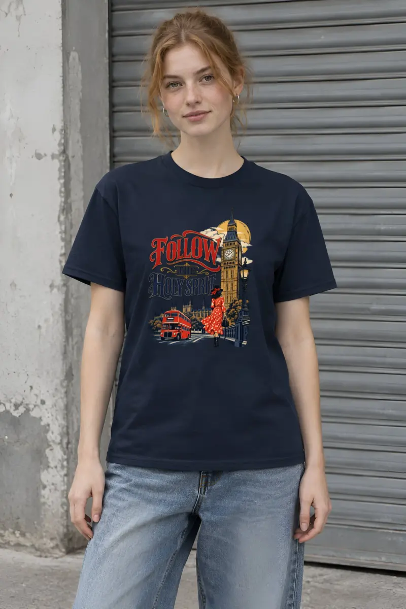 "Woman In Red Dress" Heavyweight Unisex Crewneck T-shirt