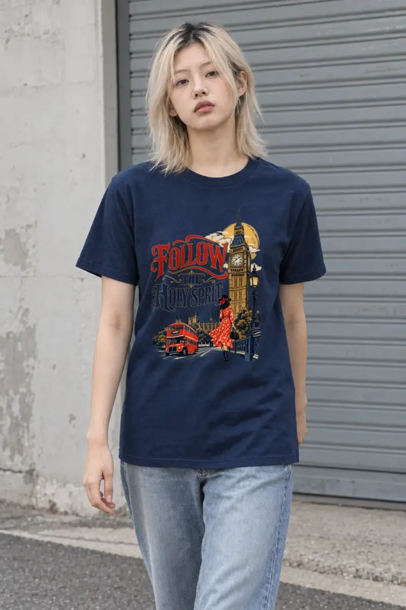 "Woman In Red Dress" Heavyweight Unisex Crewneck T-shirt | Gildan 5000