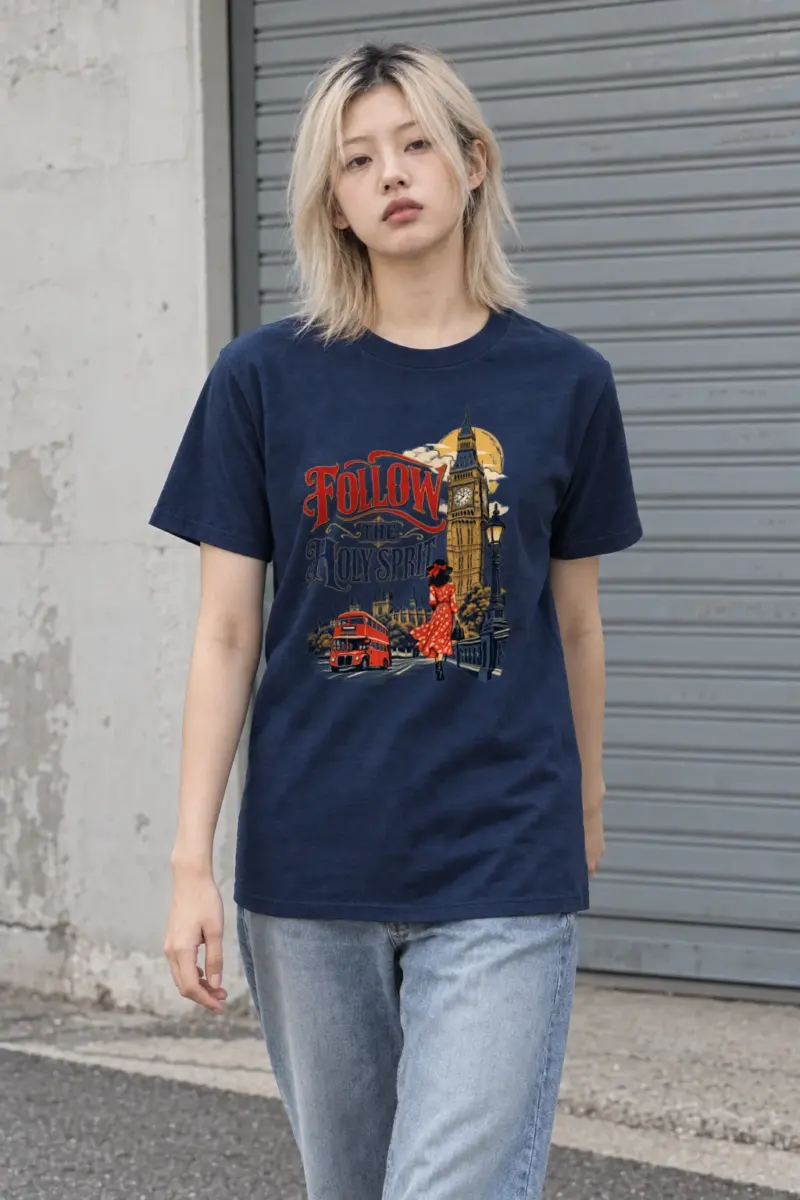 "Woman In Red Dress" Heavyweight Unisex Crewneck T-shirt