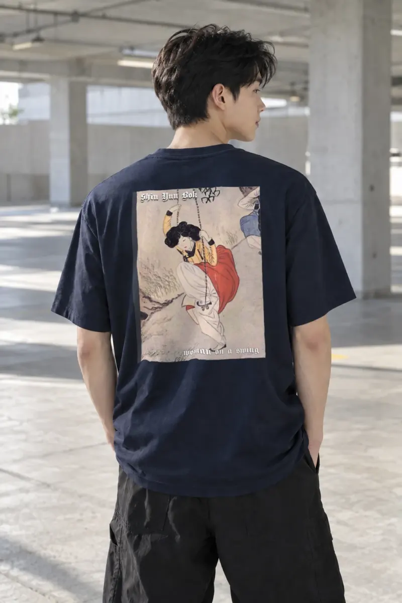“Woman On A Swing” Heavyweight Unisex Crewneck T-shirt | Gildan 5000