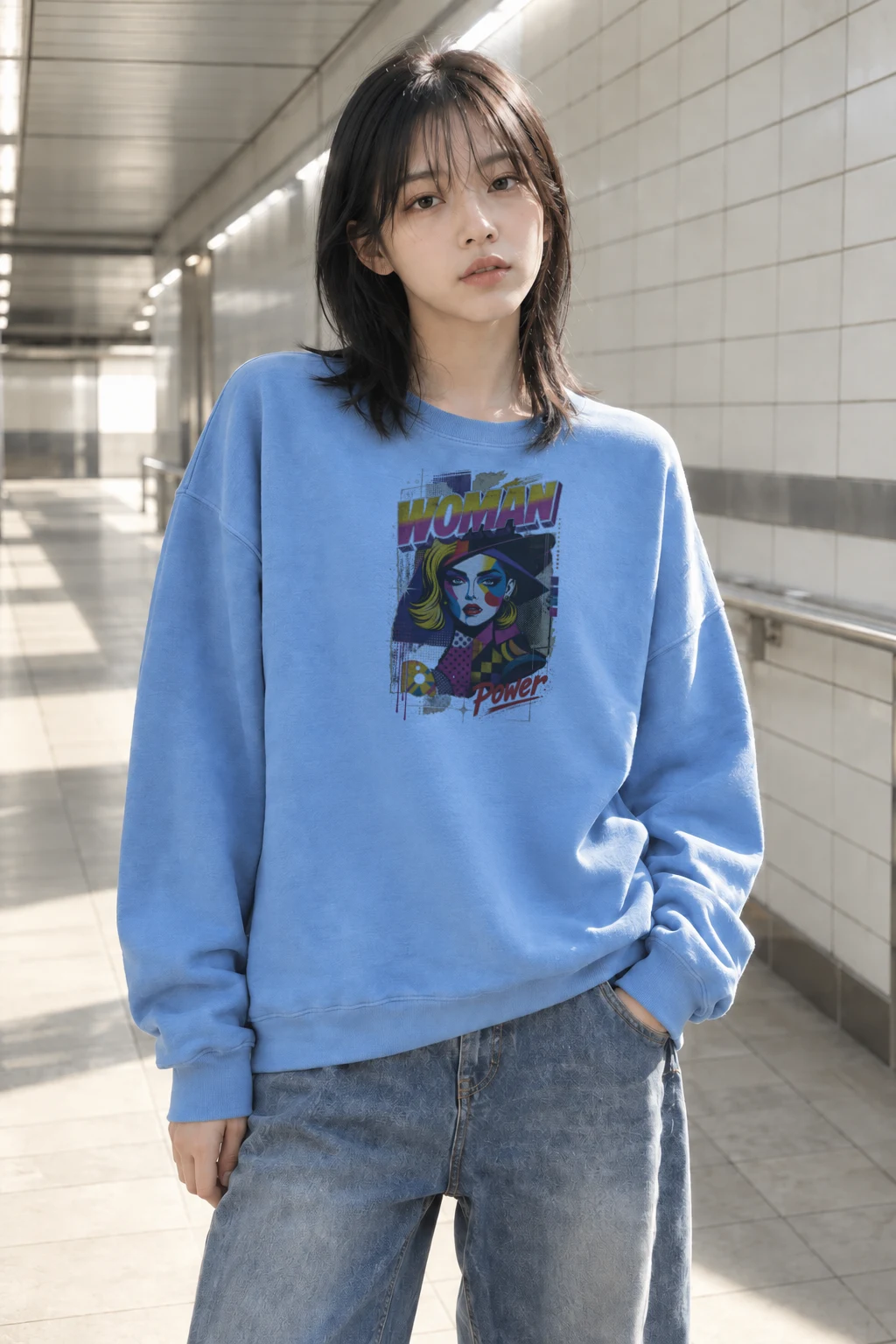 "Woman Power" Heavy Blend Unisex Crewneck Sweatshirt | Gildan 18000