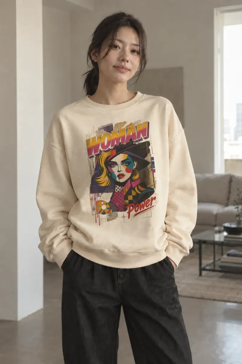"Woman Power" Unisex Sponge Fleece Crewneck Sweatshirt | Bella + Canvas 3901