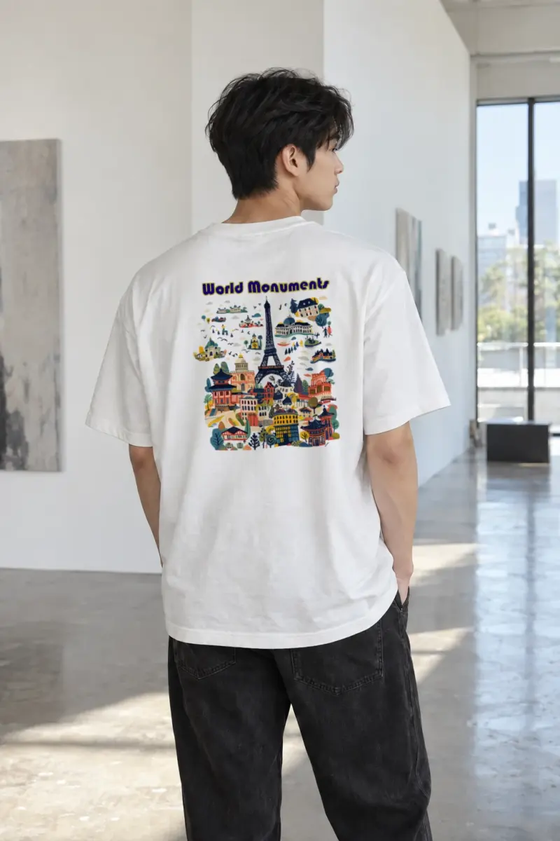 "World Monuments" Heavyweight Unisex Crewneck T-shirt | Gildan 5000