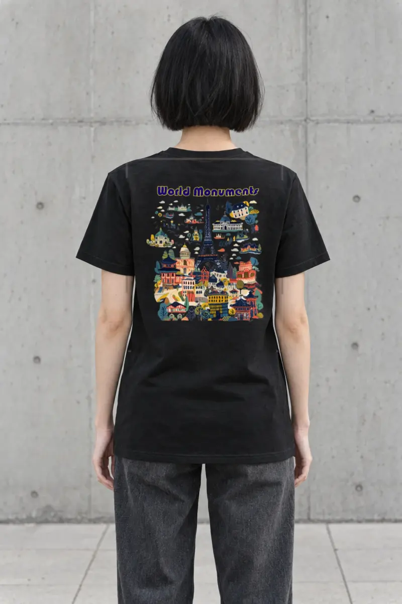 "World Monuments" Heavyweight Unisex Crewneck T-shirt