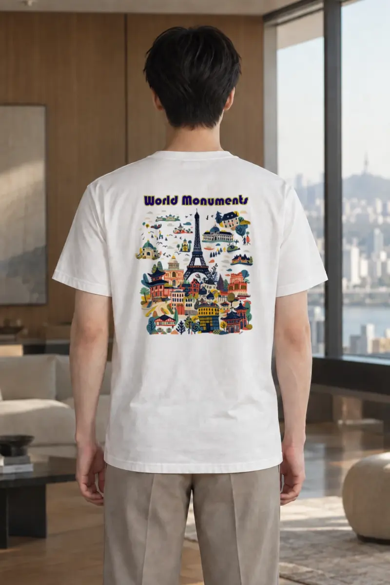 "World Monuments" Heavyweight Unisex Crewneck T-shirt | Gildan 5000