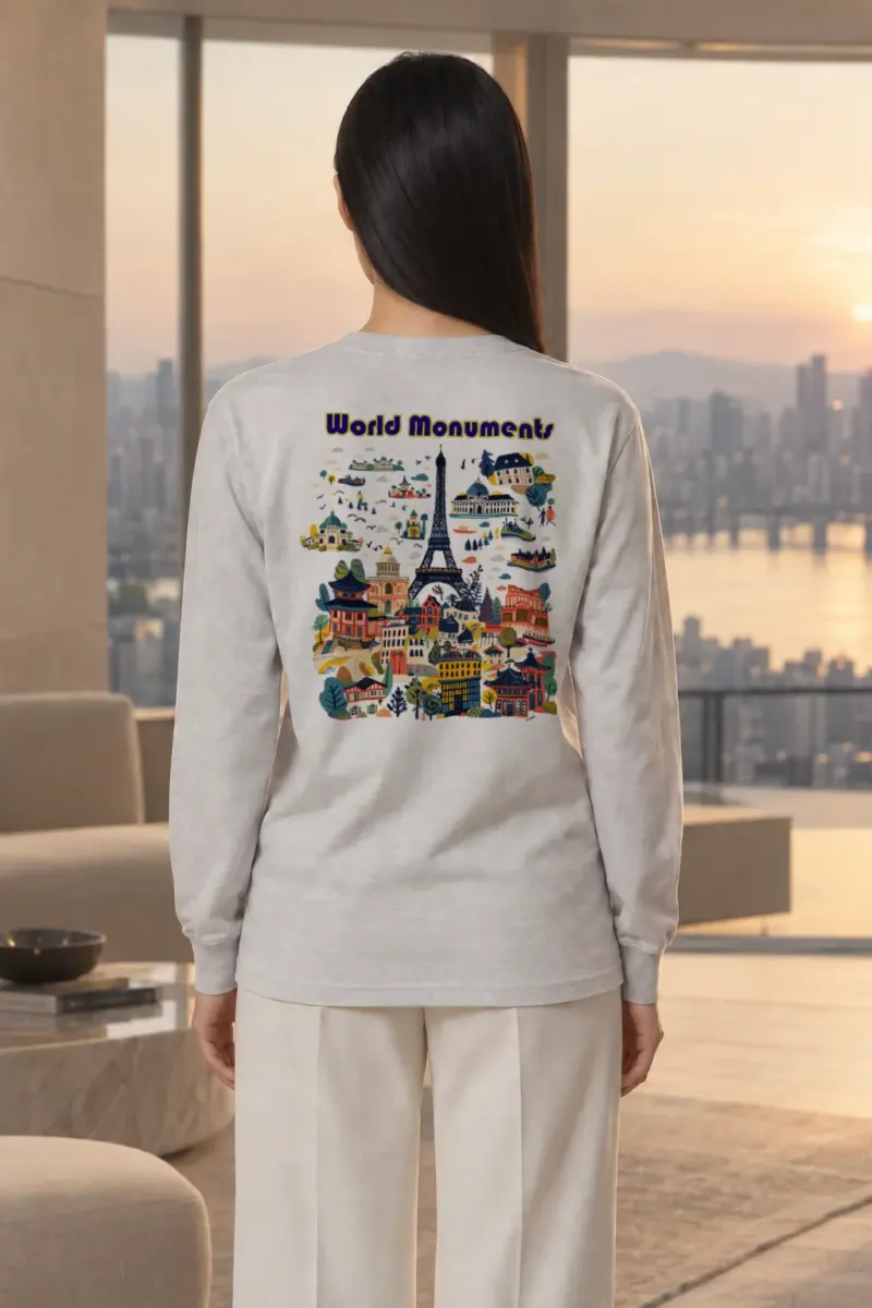"World Monuments" Unisex Longsleeve T-shirt | Gildan 2400