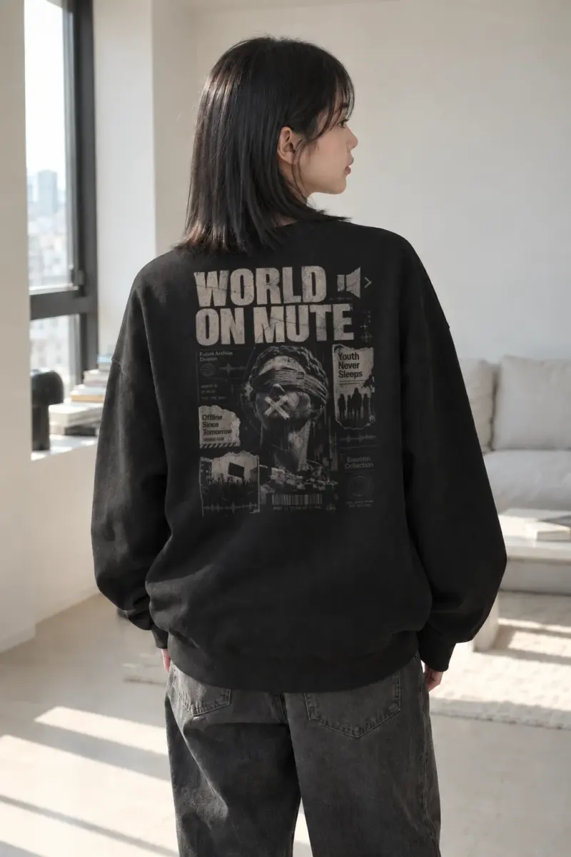 "World On Mute" Heavy Blend Unisex Crewneck Sweatshirt | Gildan 18000