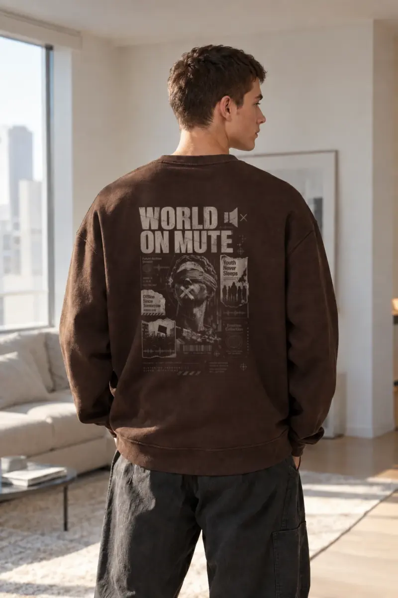 "World On Mute" Heavy Blend Unisex Crewneck Sweatshirt | Gildan 18000