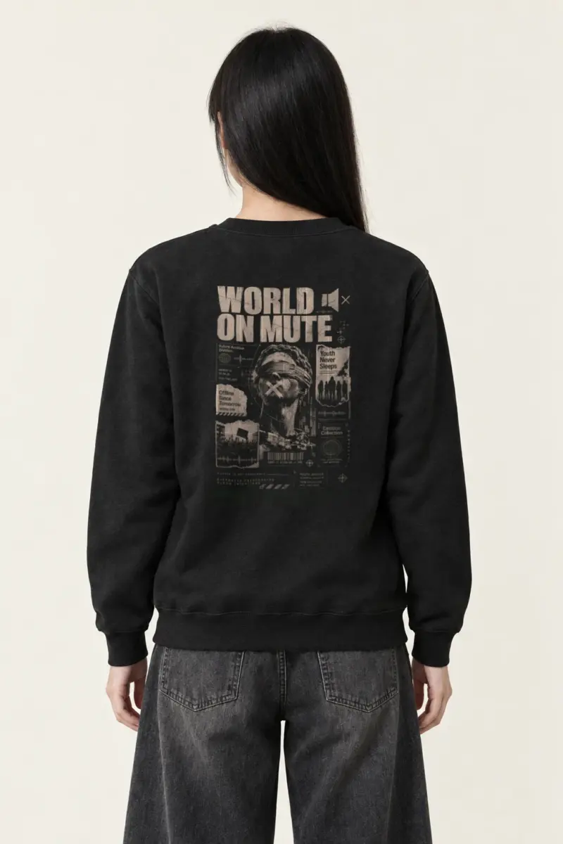 "World On Mute" Heavy Blend Unisex Crewneck Sweatshirt
