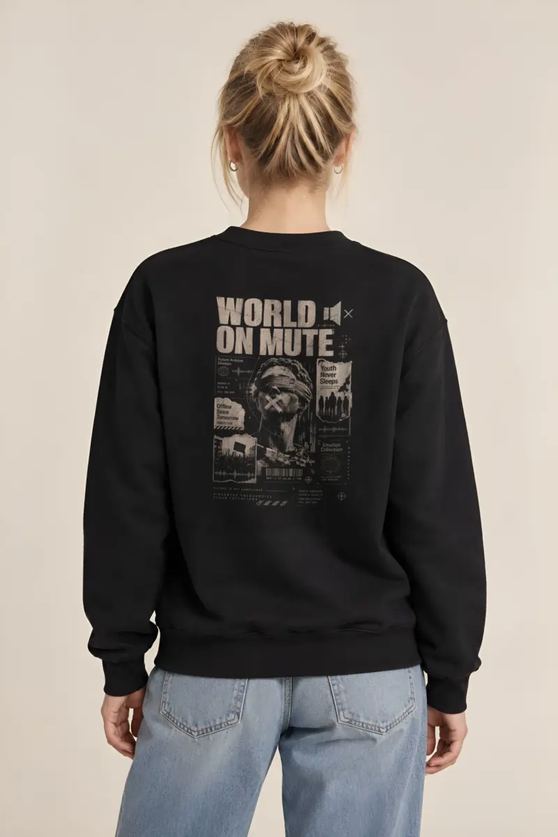 "World On Mute" Heavy Blend Unisex Crewneck Sweatshirt