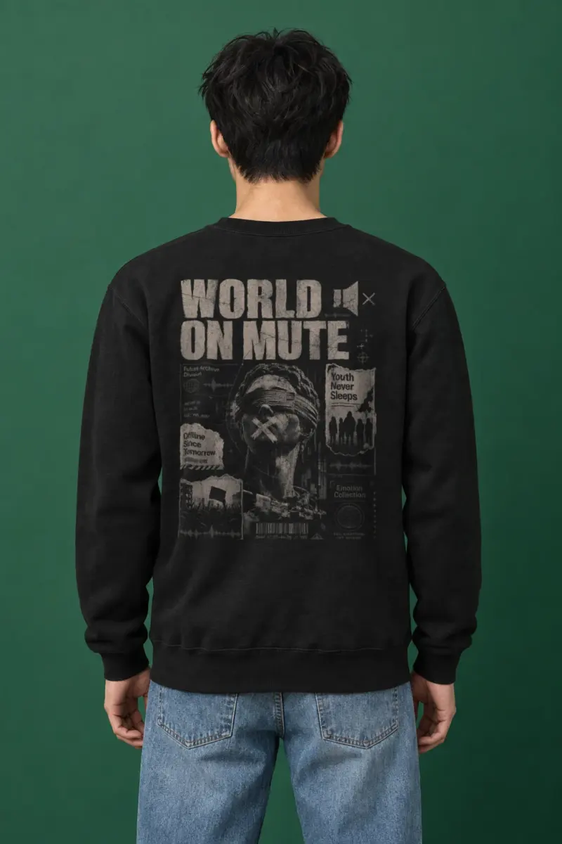 "World On Mute" Heavy Blend Unisex Crewneck Sweatshirt