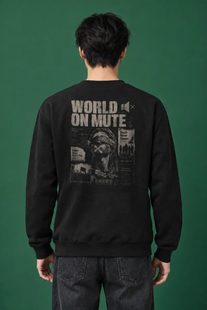 "World On Mute" Heavy Blend Unisex Crewneck Sweatshirt
