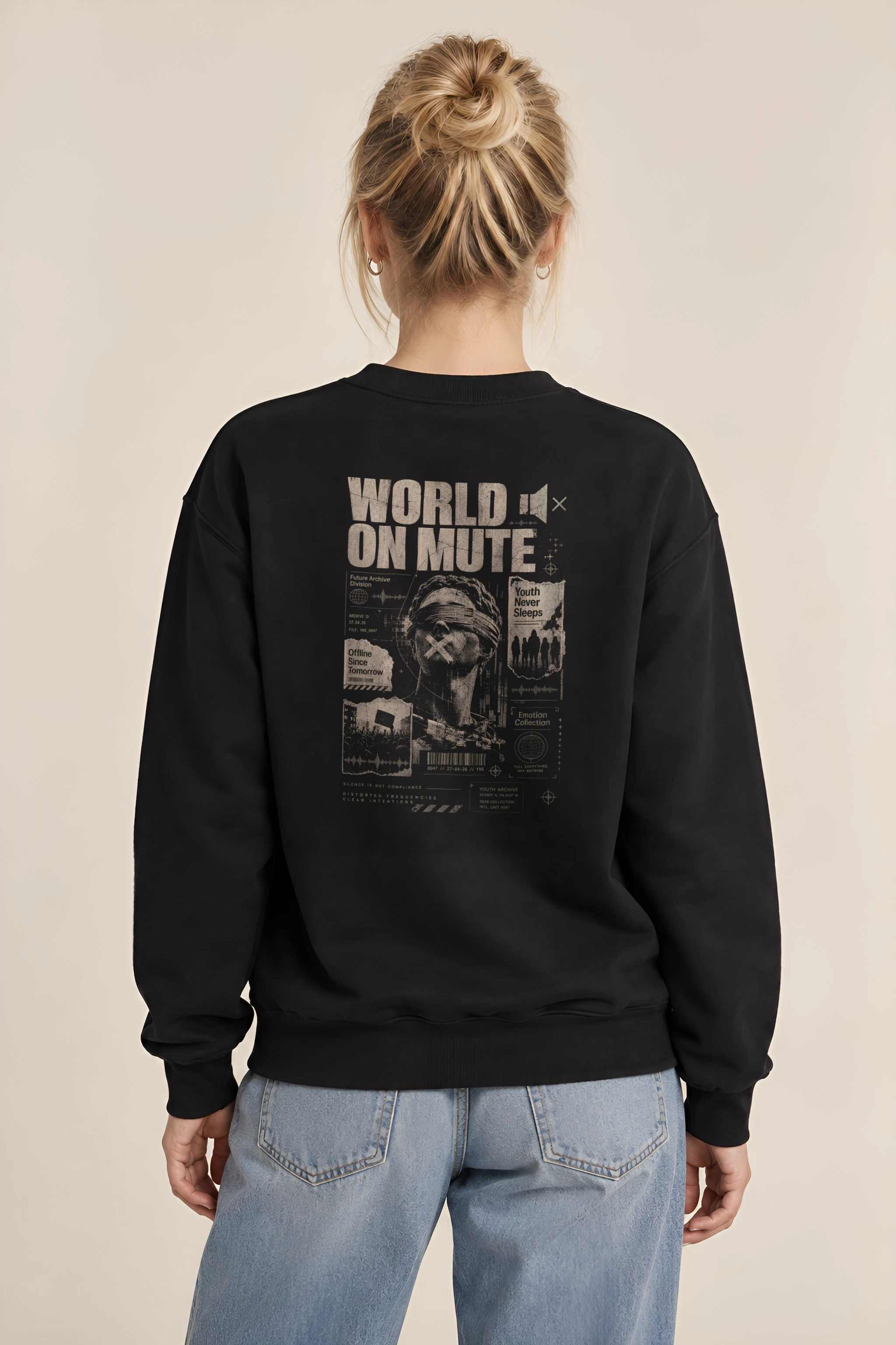 "World On Mute" Heavy Blend Unisex Crewneck Sweatshirt
