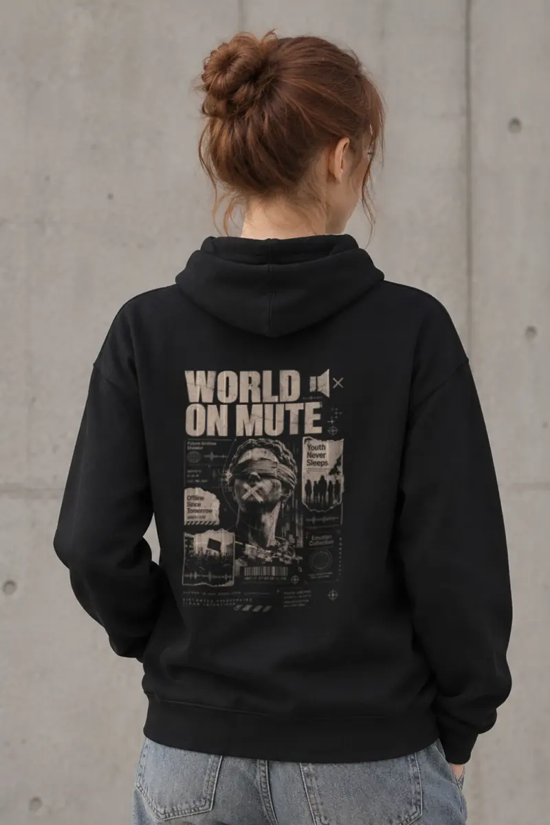 "World On Mute" Heavy Blend Unisex Pullover Hoodie