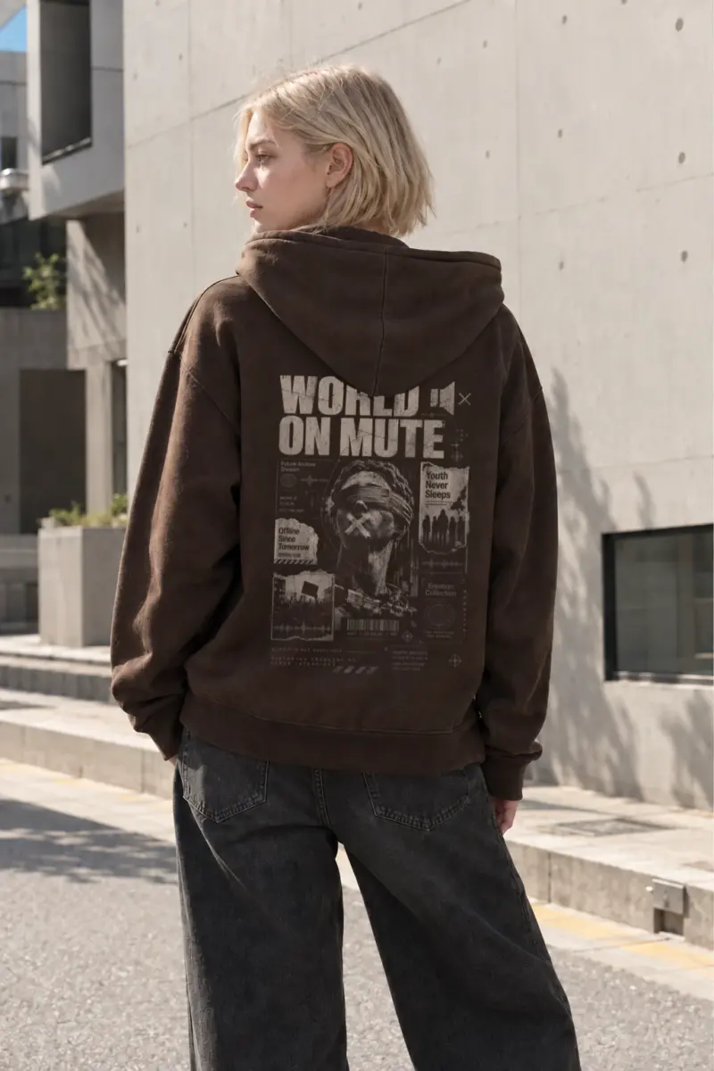 "World On Mute" Heavy Blend Unisex Pullover Hoodie | Gildan 18500