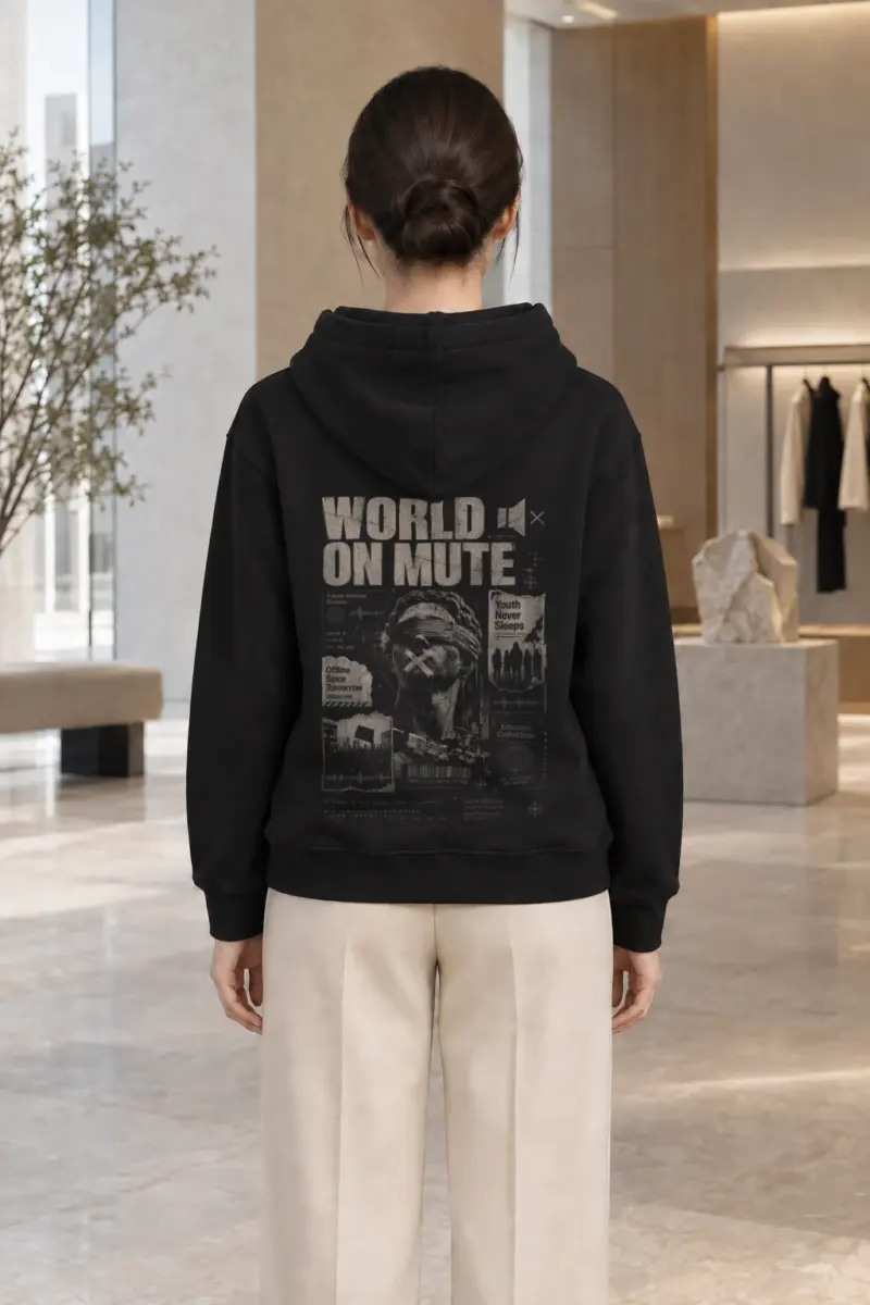"World On Mute" Heavy Blend Unisex Pullover Hoodie | Gildan 18500