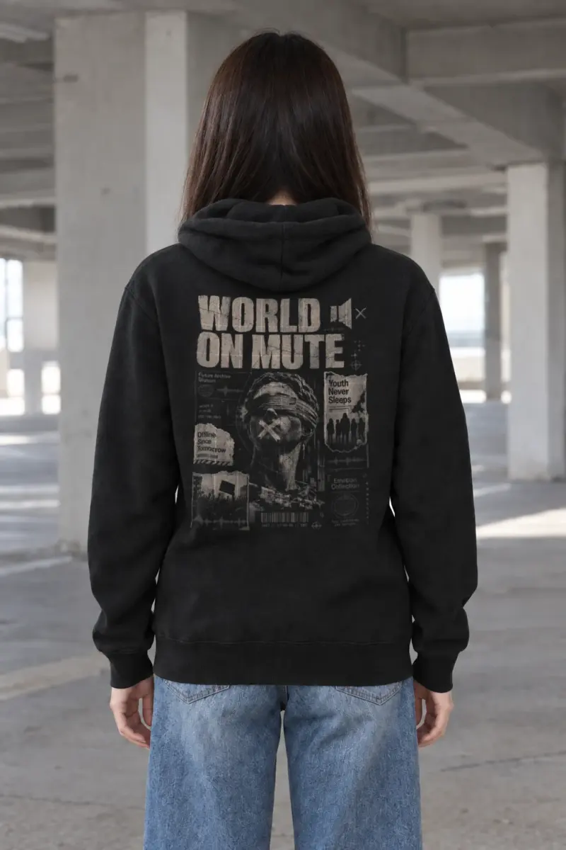 "World On Mute" Heavy Blend Unisex Pullover Hoodie