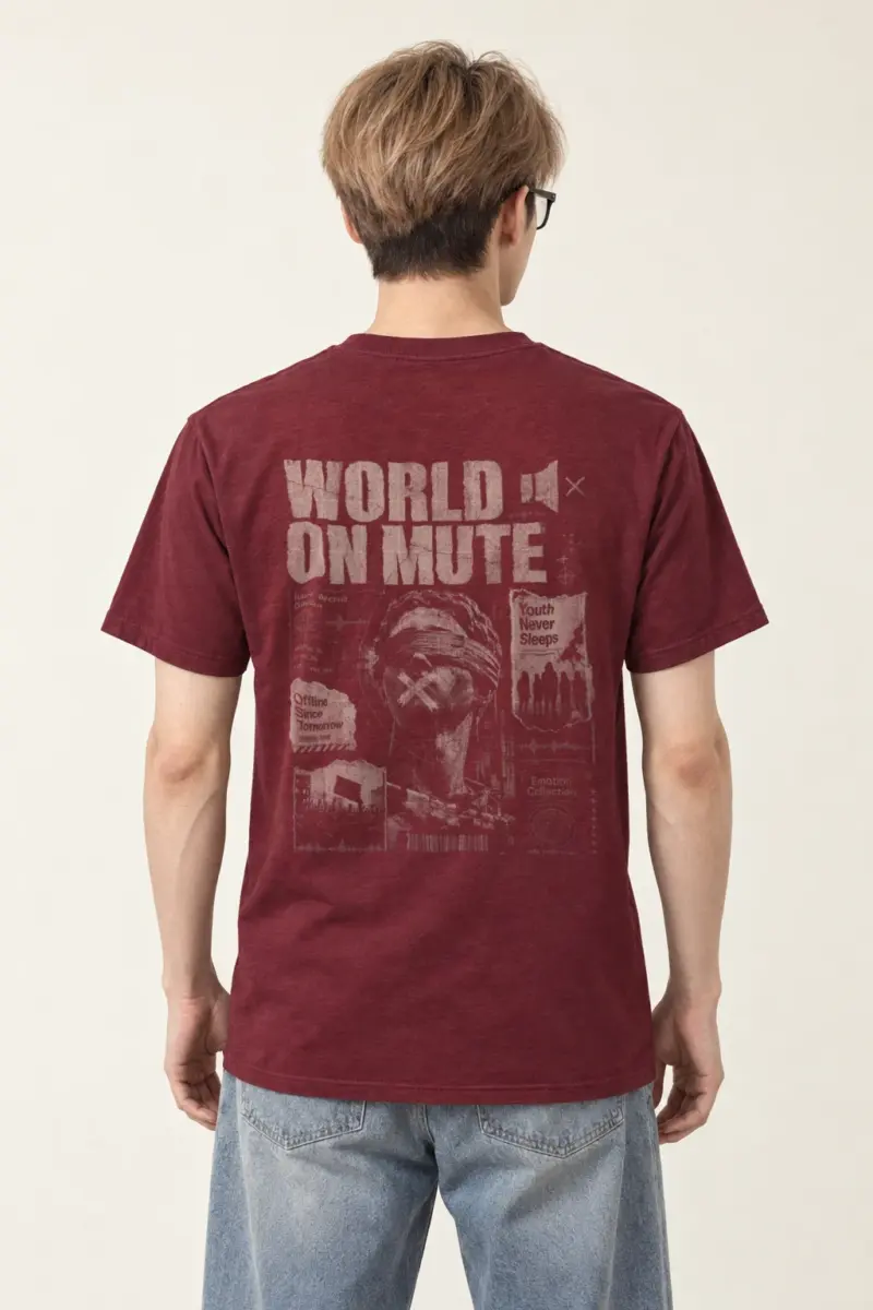 "World On Mute" Heavyweight Unisex Crewneck T-shirt
