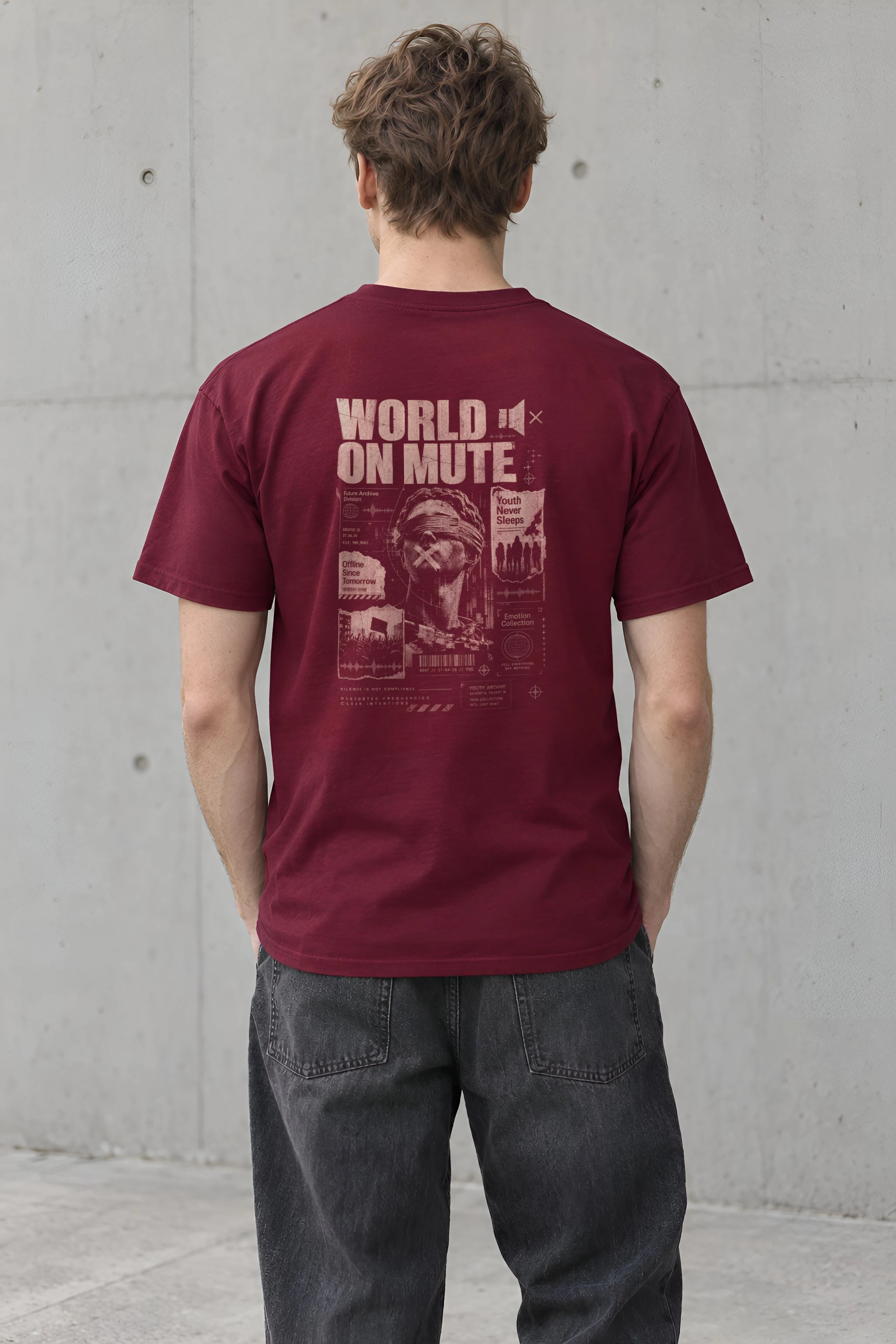"World On Mute" Heavyweight Unisex Crewneck T-shirt