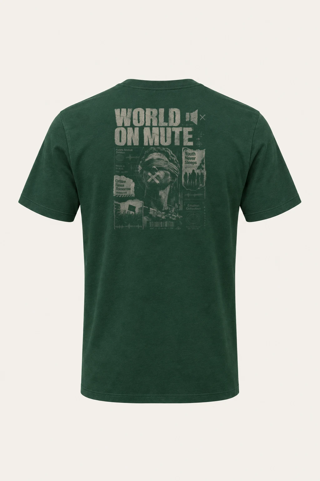 "World On Mute" Heavyweight Unisex Crewneck T-shirt | Gildan 5000