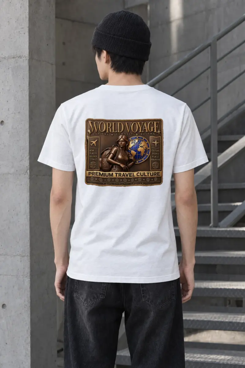 "World Voyage" Heavyweight Unisex Crewneck T-shirt