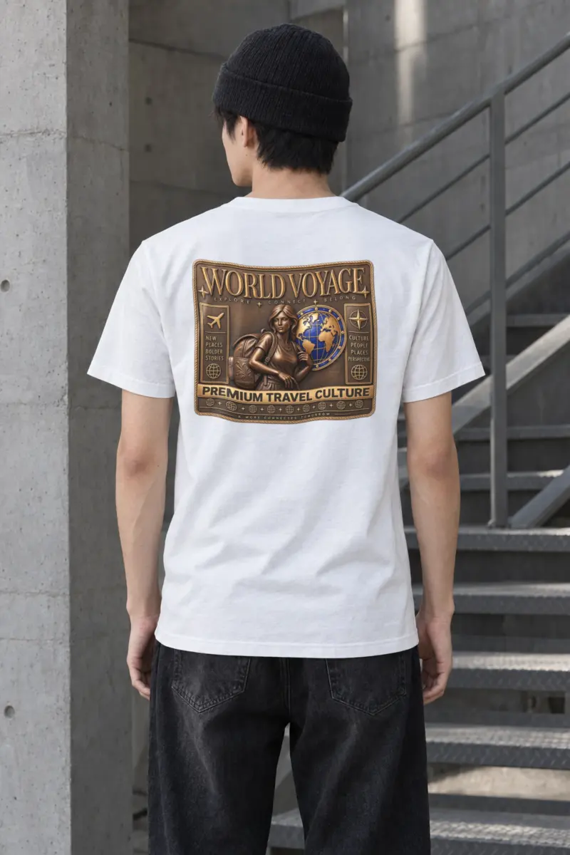 "World Voyage" Heavyweight Unisex Crewneck T-shirt