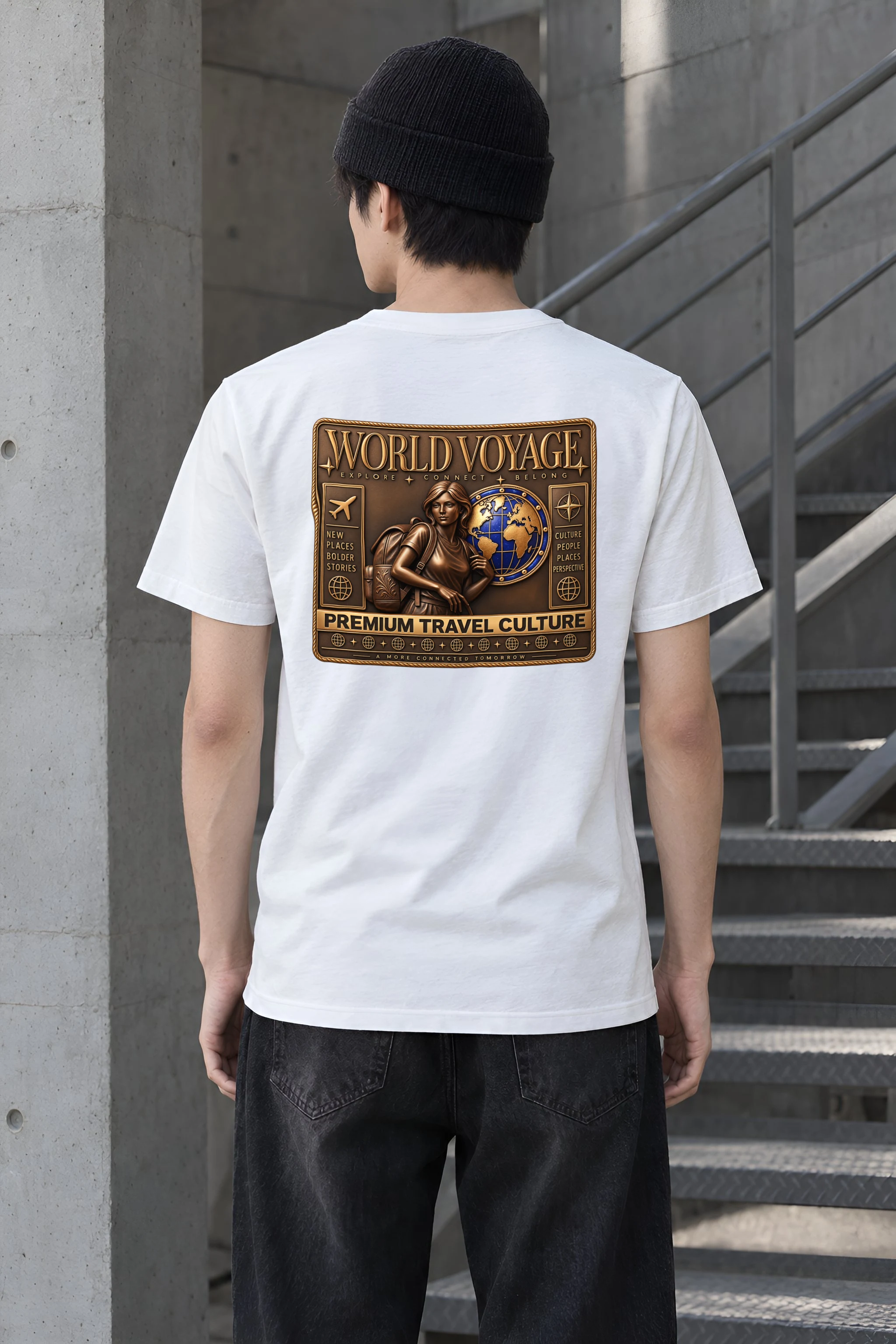 "World Voyage" Heavyweight Unisex Crewneck T-shirt