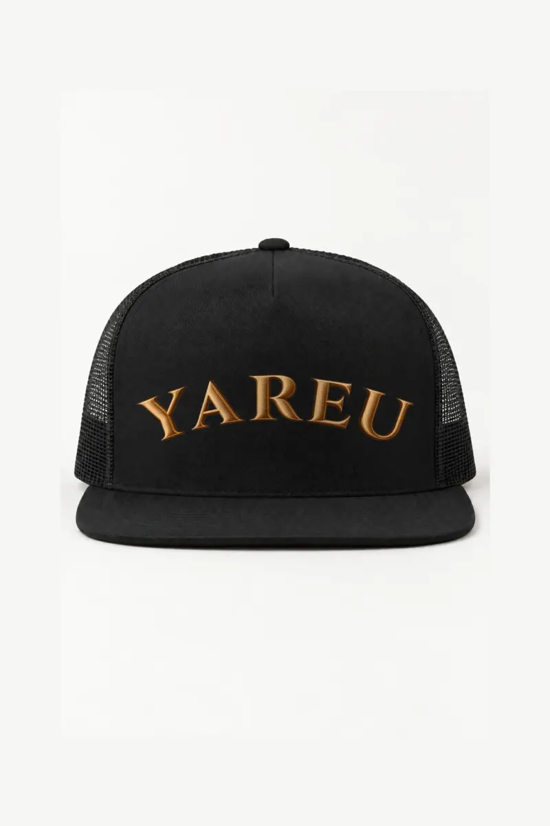 "Yareu Lettermark" 5 Panel Trucker Cap | Yupoong 6006