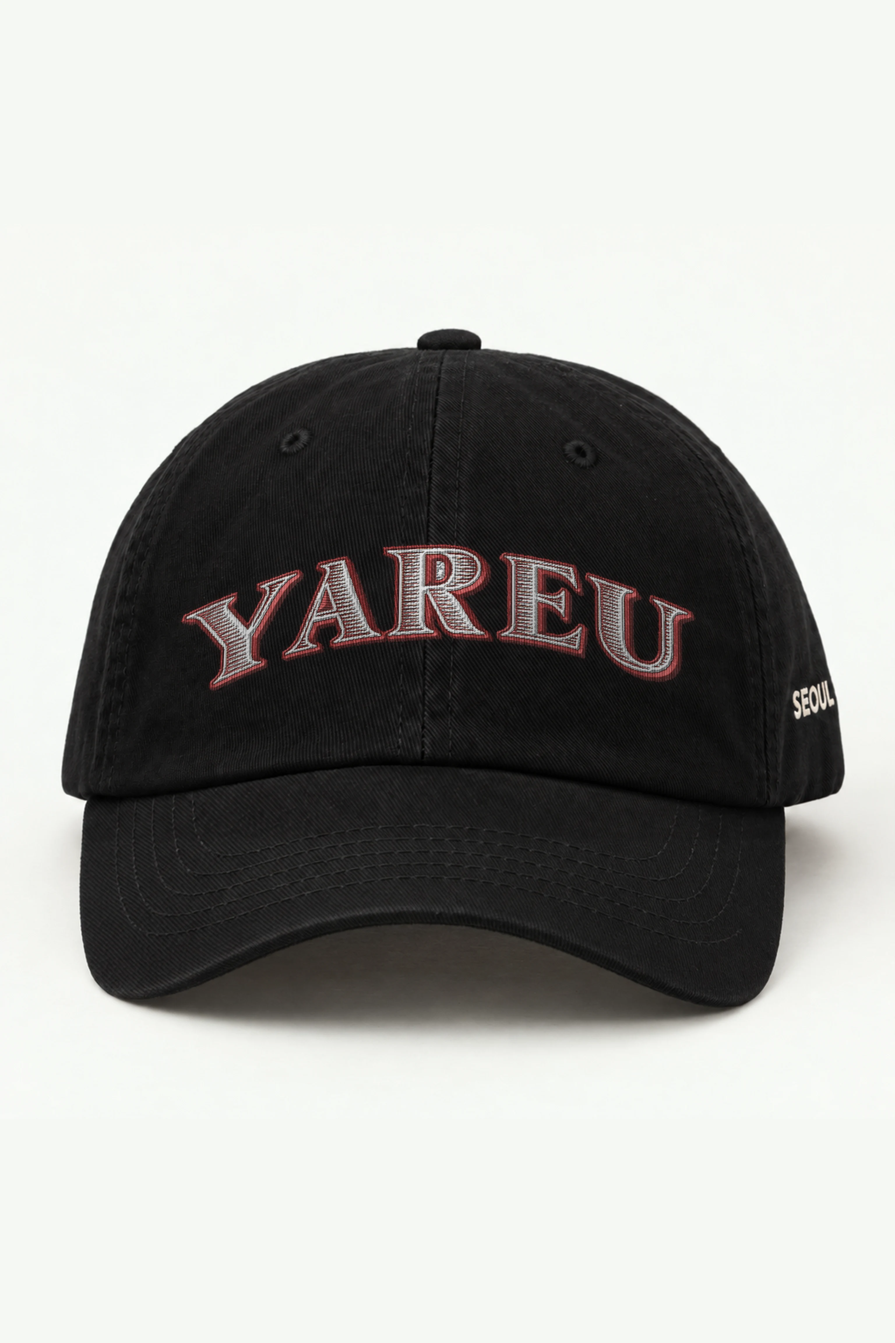 "Yareu Varsity Arch" Classic Dad Hat · Embroidered — black/cap-front