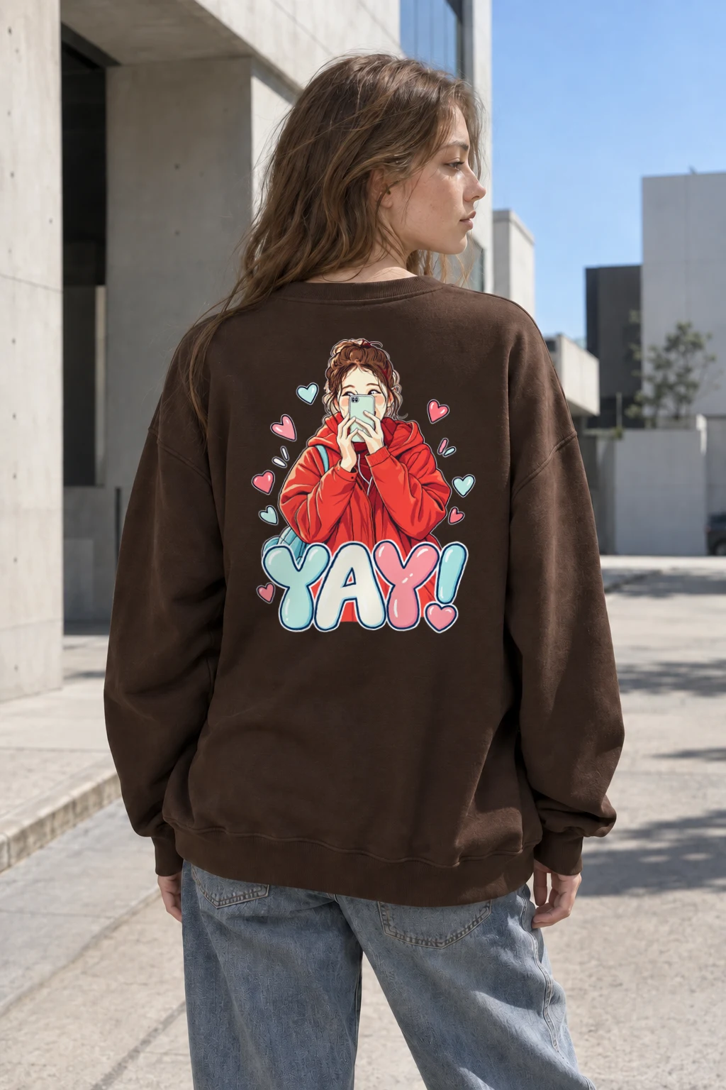"YAY Selfie Girl" Heavy Blend Unisex Crewneck Sweatshirt | Gildan 18000