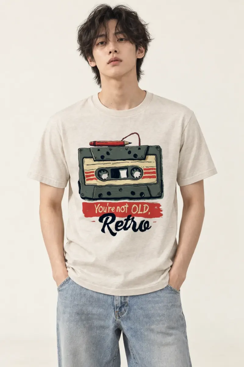"You're Not Old, Retro" Heavyweight Unisex Crewneck T-shirt | Gildan 5000