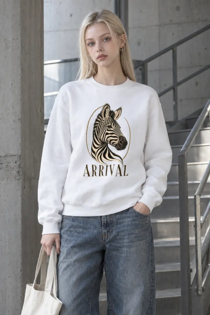 "Zebra Arrival" Heavy Blend Unisex Crewneck Sweatshirt