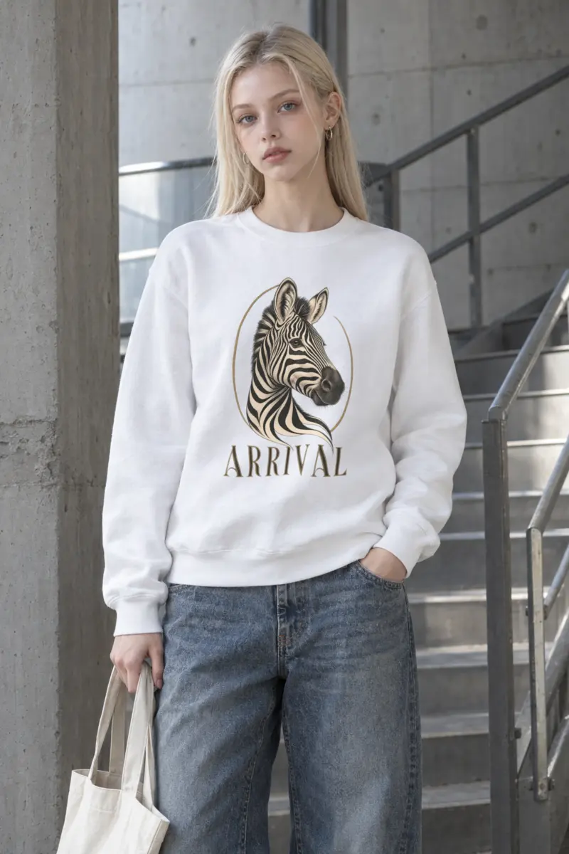 "Zebra Arrival" Heavy Blend Unisex Crewneck Sweatshirt