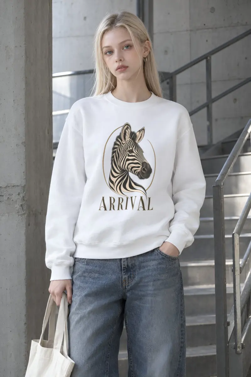 "Zebra Arrival" Heavy Blend Unisex Crewneck Sweatshirt
