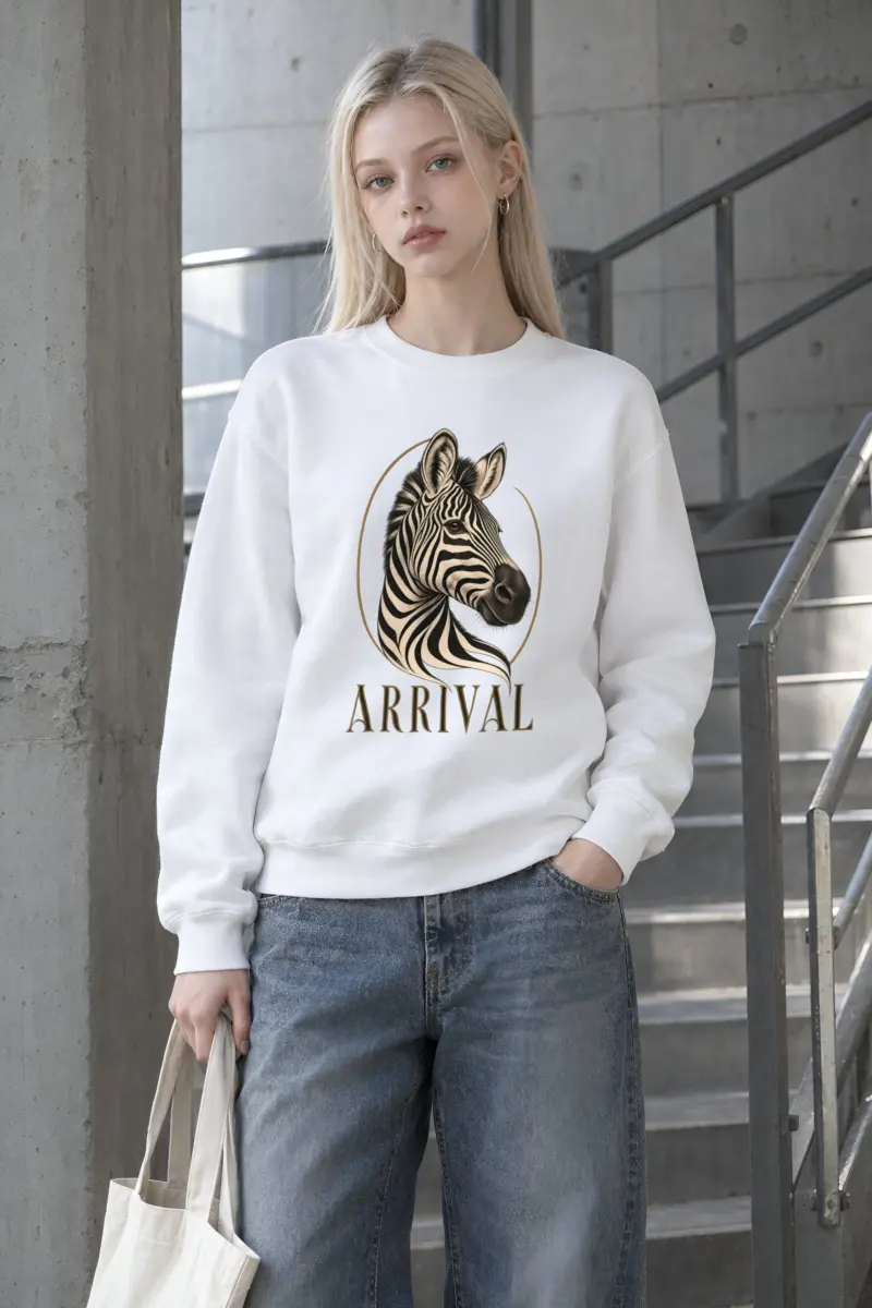 "Zebra Arrival" Heavy Blend Unisex Crewneck Sweatshirt