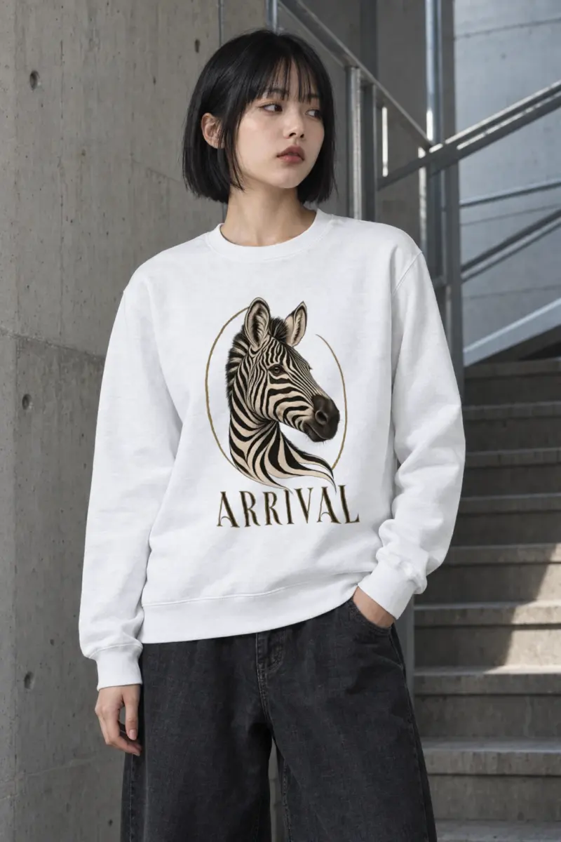 "Zebra Arrival" Heavy Blend Unisex Crewneck Sweatshirt