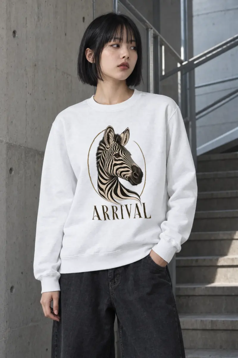 "Zebra Arrival" Heavy Blend Unisex Crewneck Sweatshirt