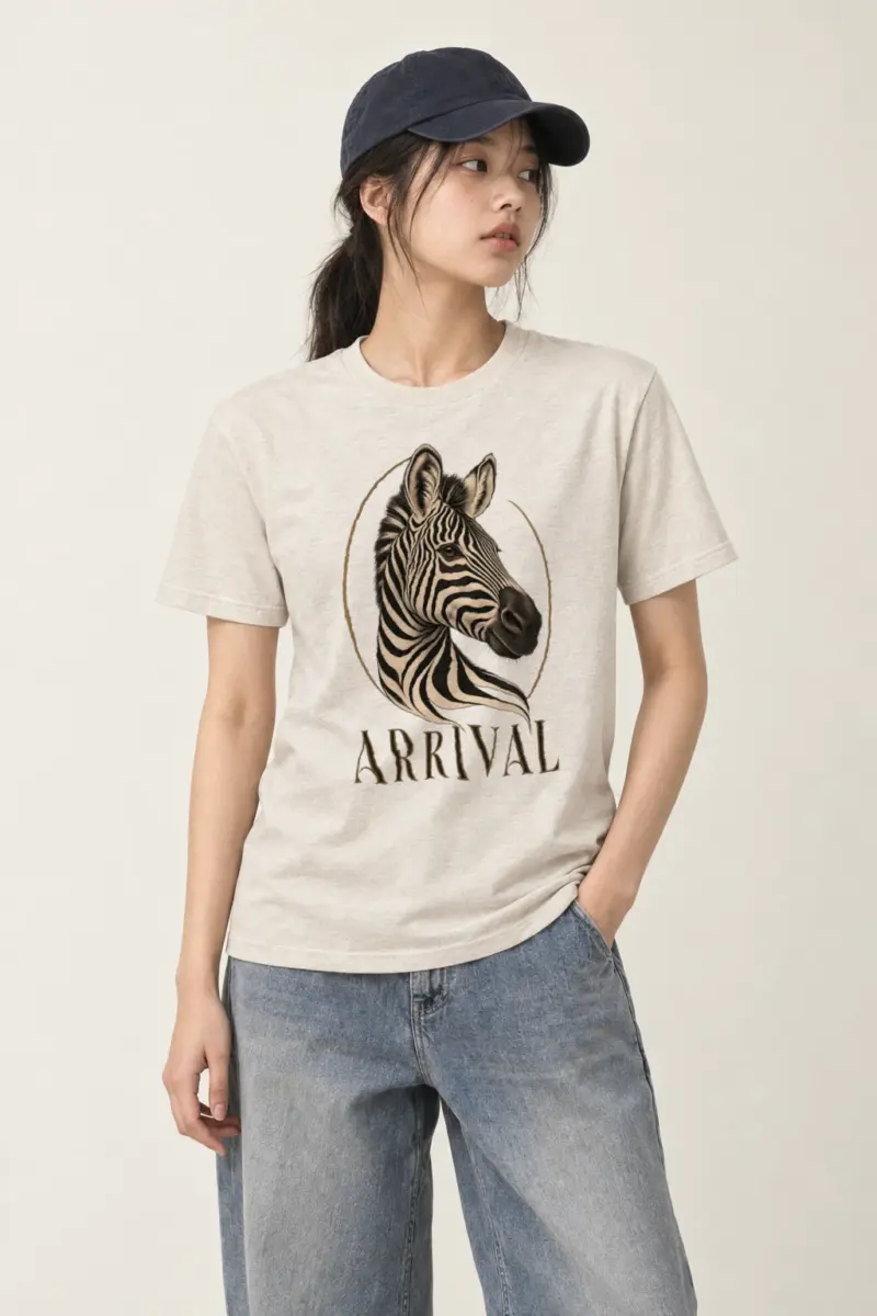"Zebra Arrival" Heavyweight Unisex Crewneck T-shirt