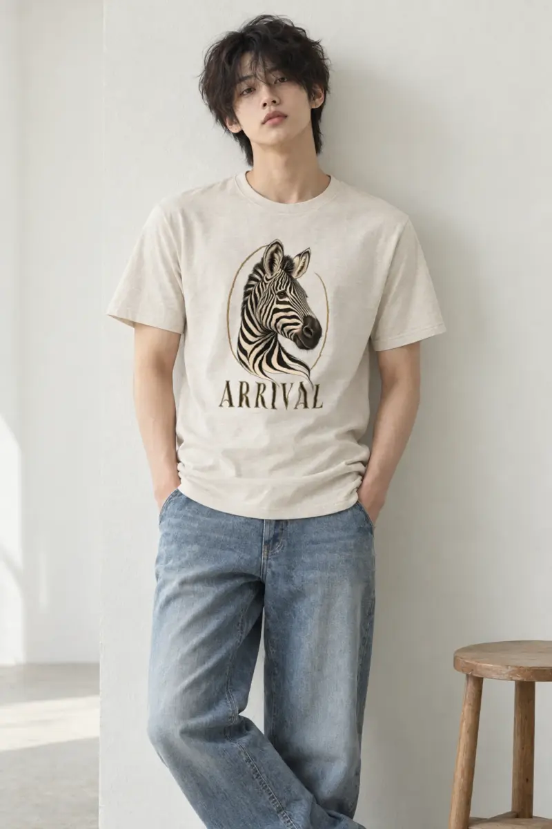 "Zebra Arrival" Heavyweight Unisex Crewneck T-shirt
