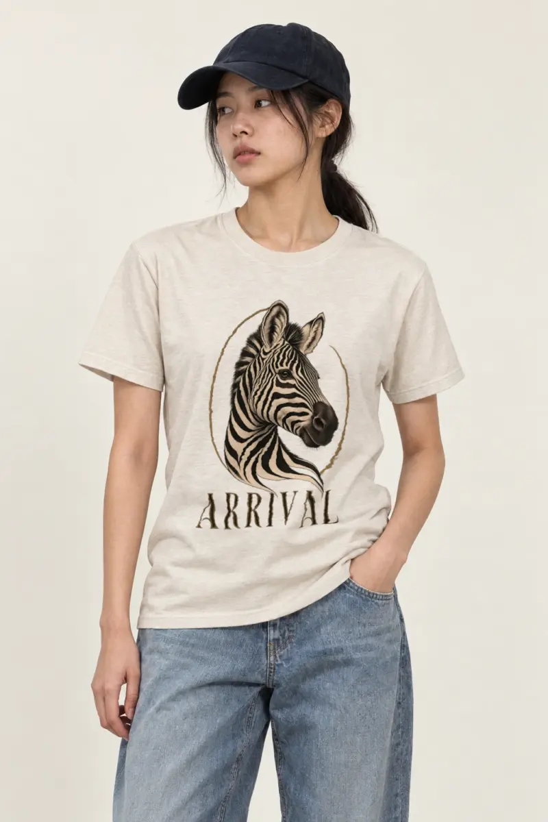 "Zebra Arrival" Heavyweight Unisex Crewneck T-shirt