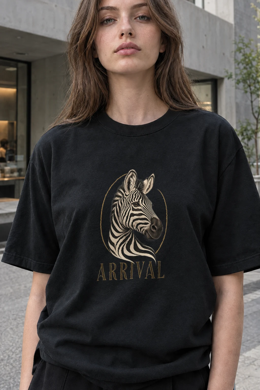 "Zebra Arrival" Heavyweight Unisex Crewneck T-shirt | Gildan 5000