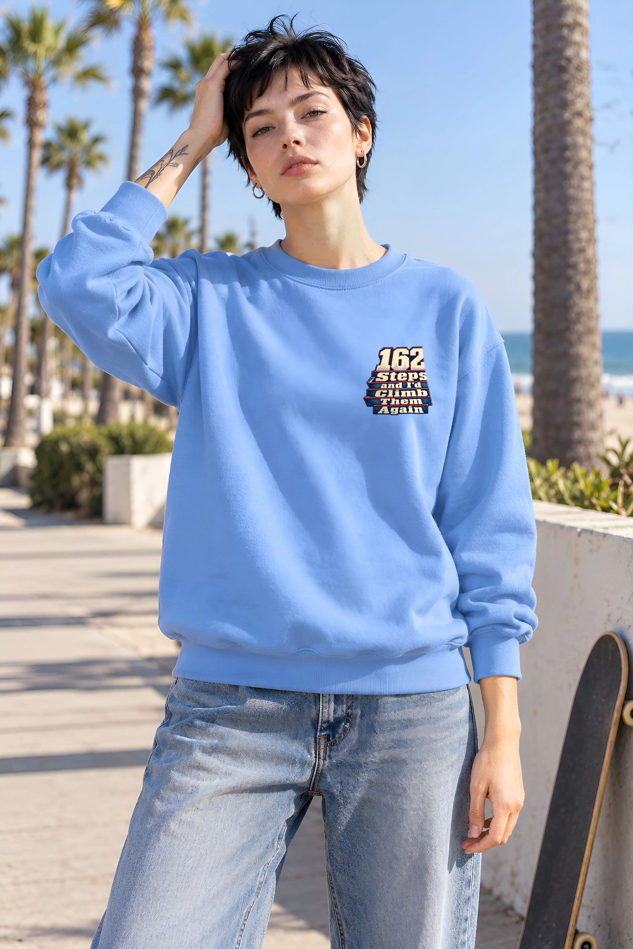 "162 Steps, and I'd Climb Them Again" Heavy Blend Unisex Crewneck Sweatshirt