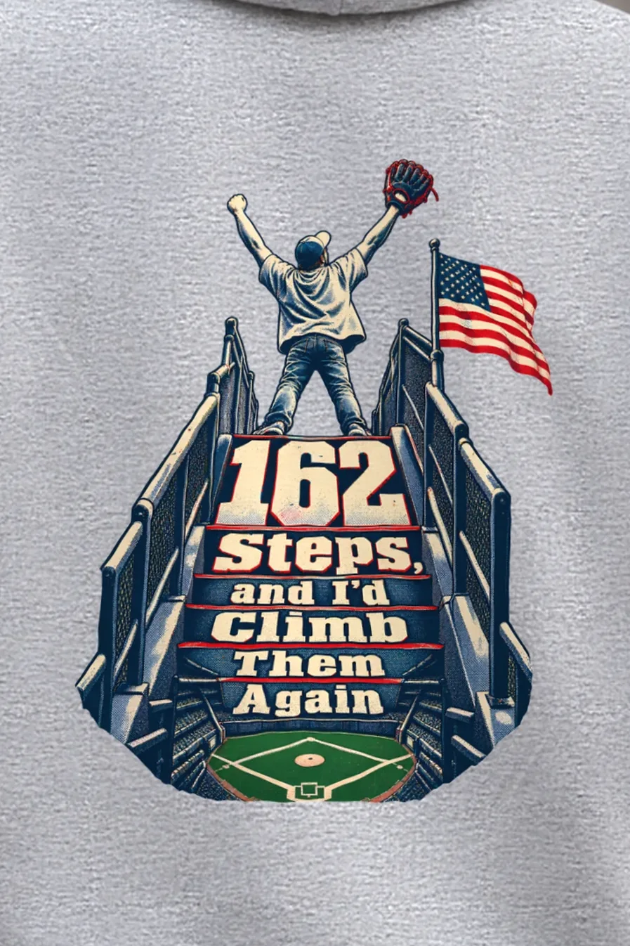 "162 Steps, and I’d Climb Them Again" Heavy Blend Unisex Pullover Hoodie - the graphic up close