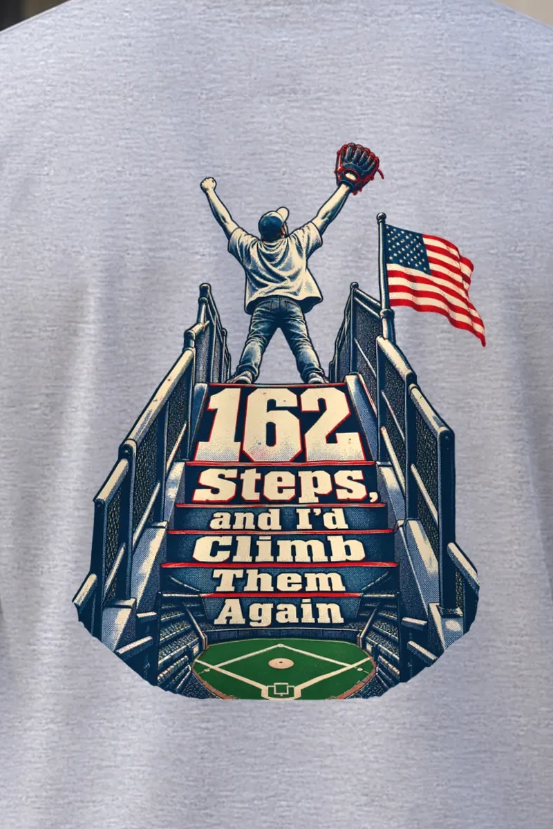 "162 Steps, and I’d Climb Them Again" Unisex Longsleeve T-shirt - the graphic up close