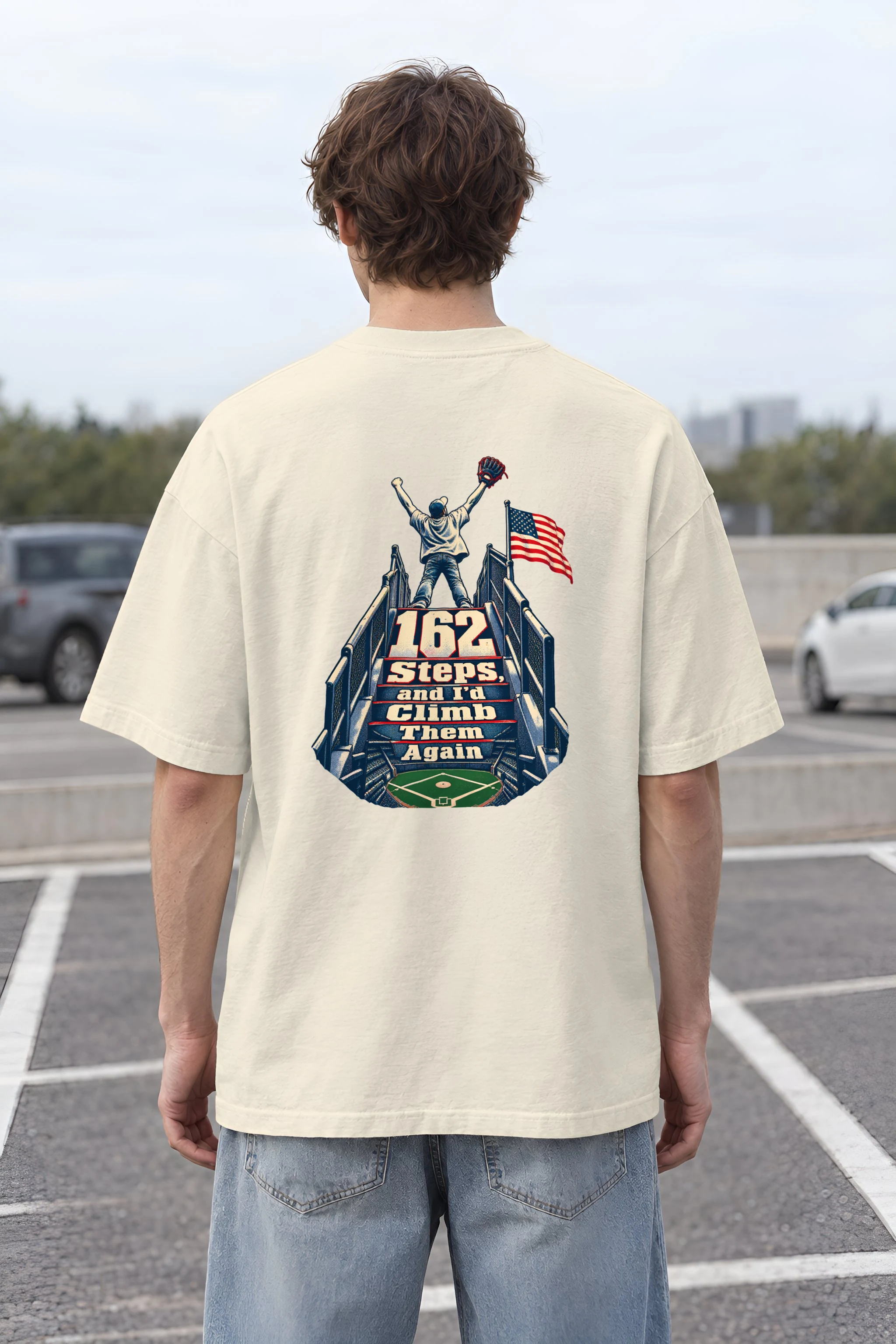 "162 Steps, and I'd Climb Them Again" Unisex Oversized Heavyweight Crewneck T-Shirt