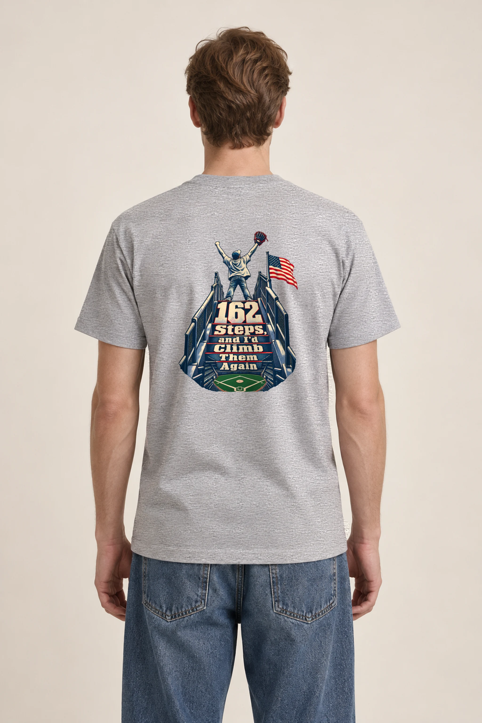 "162 Steps Baseball Fan" Heavyweight Unisex Crewneck T-shirt