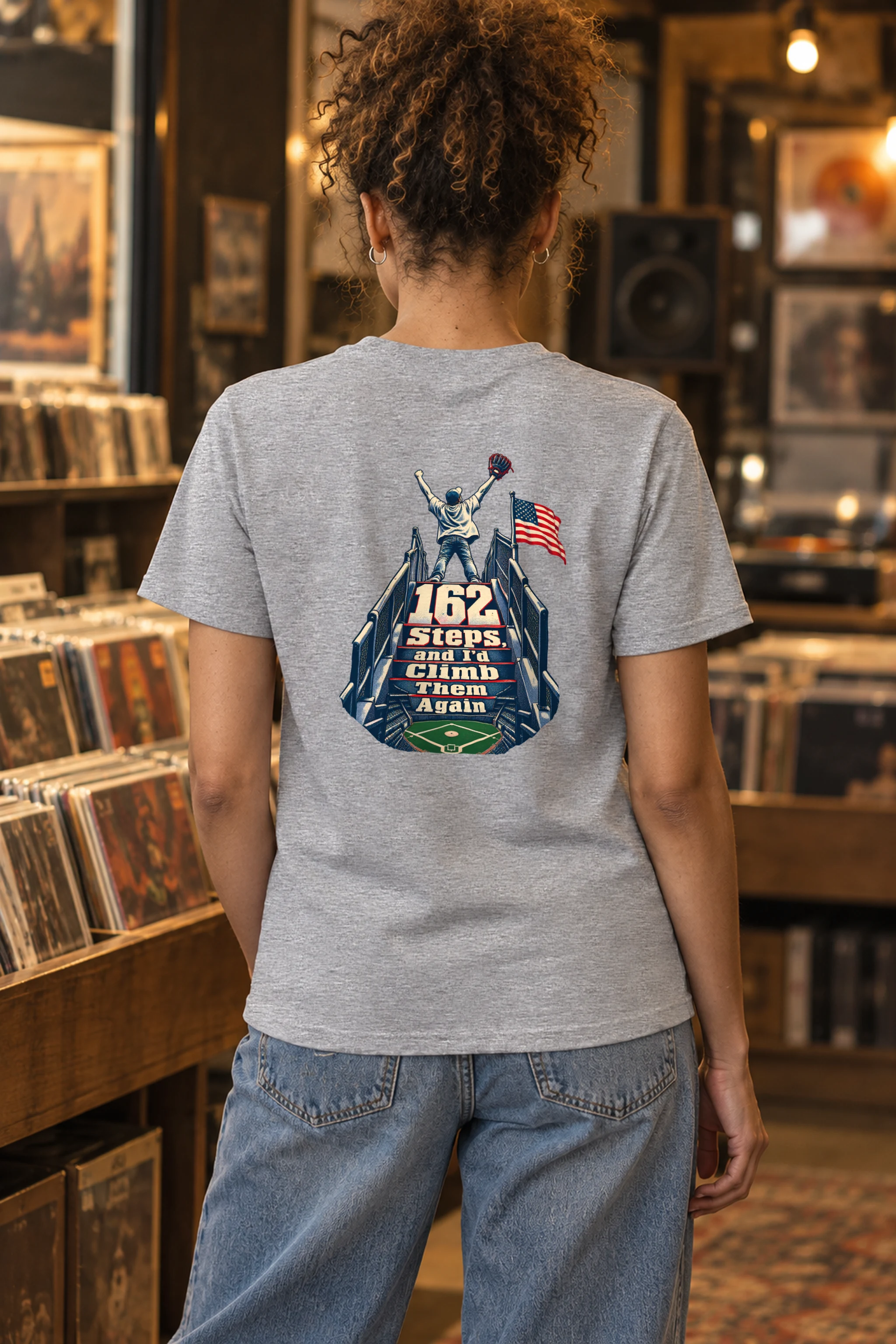 "162 Steps Baseball Fan" Heavyweight Unisex Crewneck T-shirt