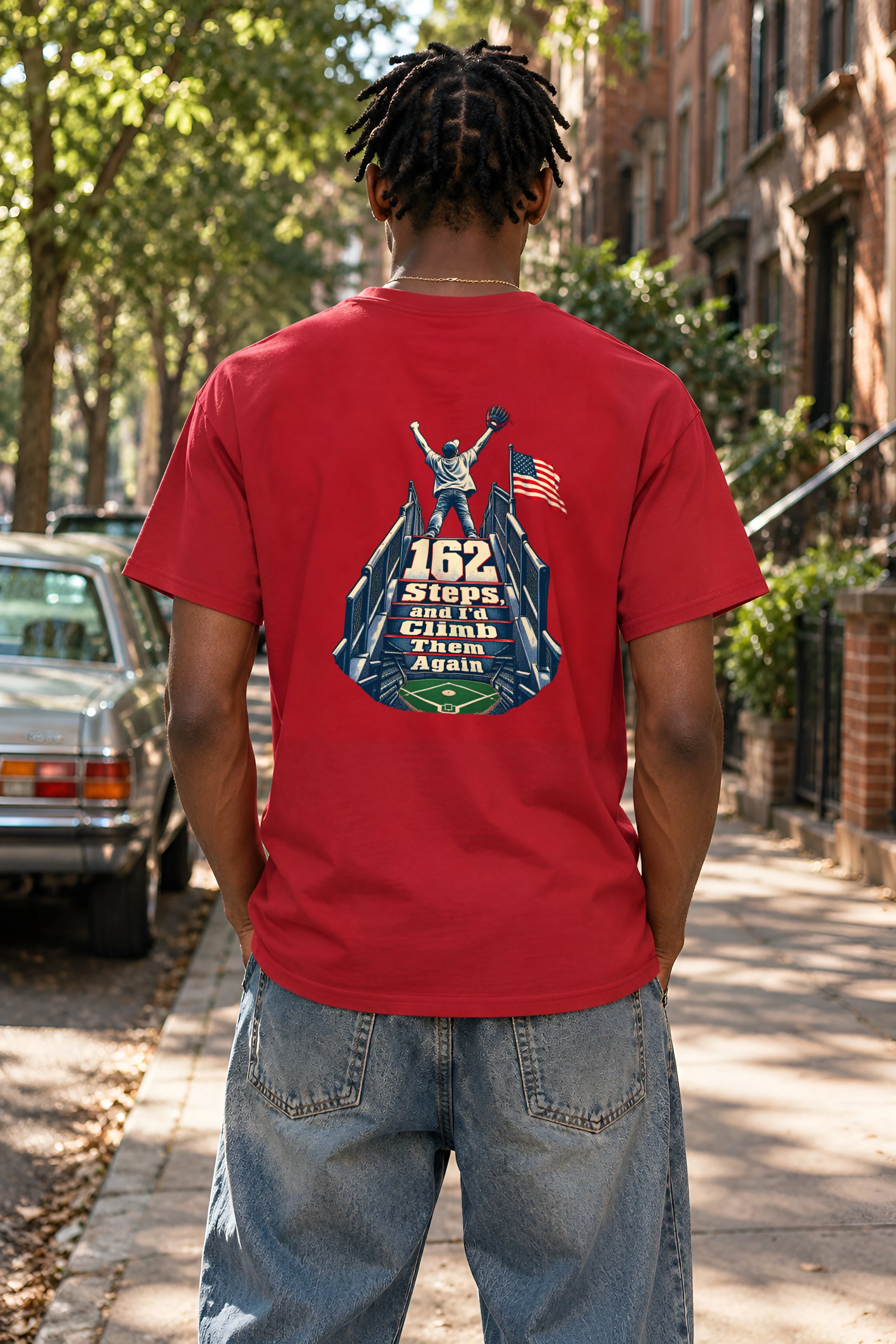 "162 Steps Baseball Fan" Heavyweight Unisex Crewneck T-shirt