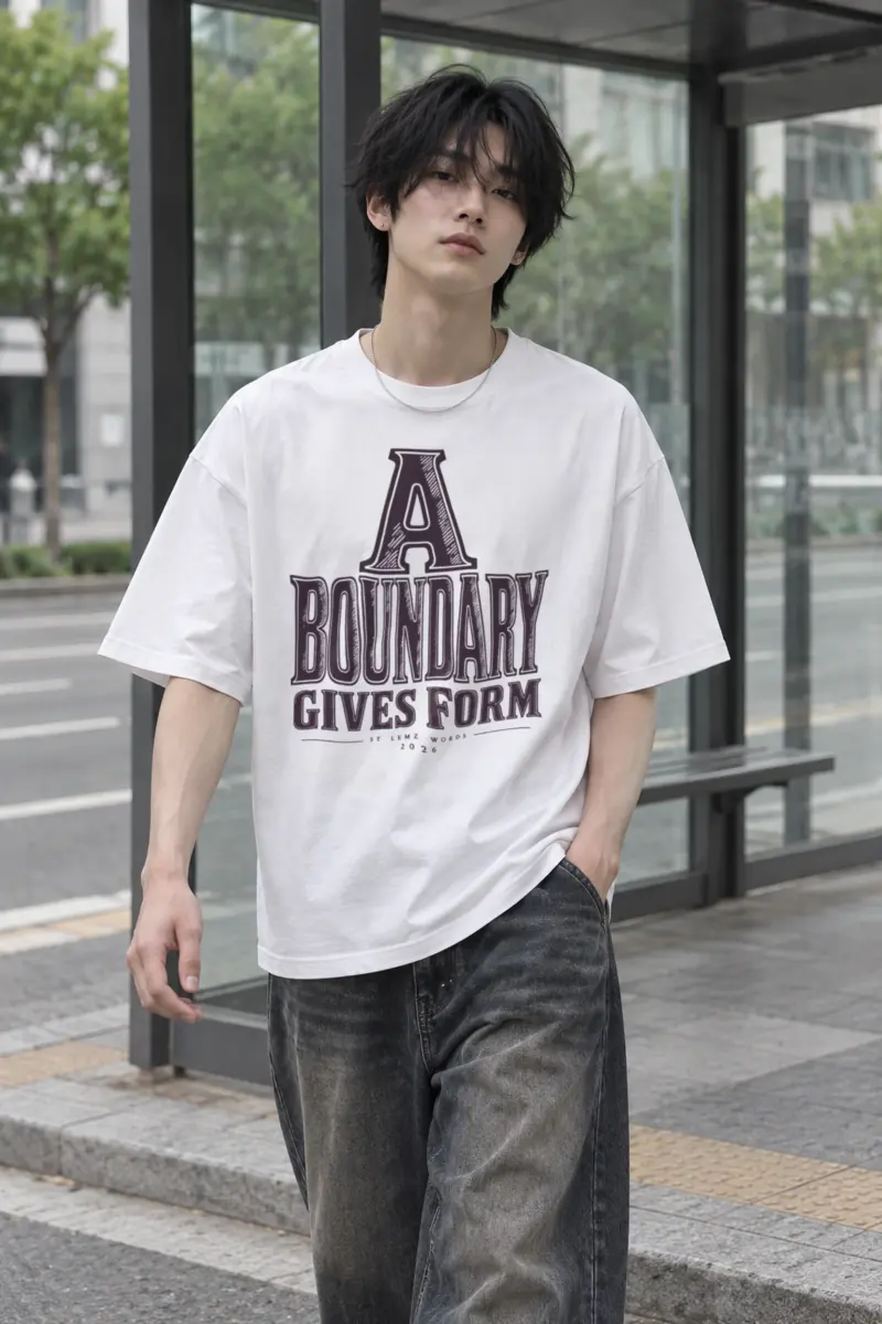 "A Boundary Gives Form" Men's Oversized Heavyweight Crewneck T-Shirt